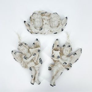 Set of 3 Ceramic Cherub Angel Ornaments